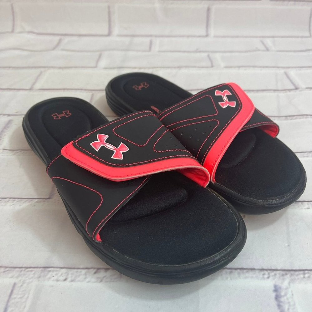 Under Armour Ignite VII Women's Slides Sandals Black Pink Slip Ons